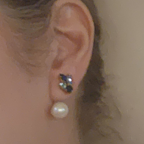 ♠ Kate Spade New York Sapphire and Aqua Marine Blue Stone Stud w\Pearl Jacket - Picture 16 of 16